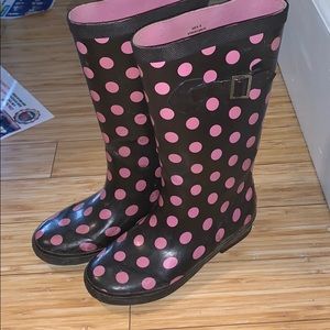 LL Bean Pink Dotted Rain Boots